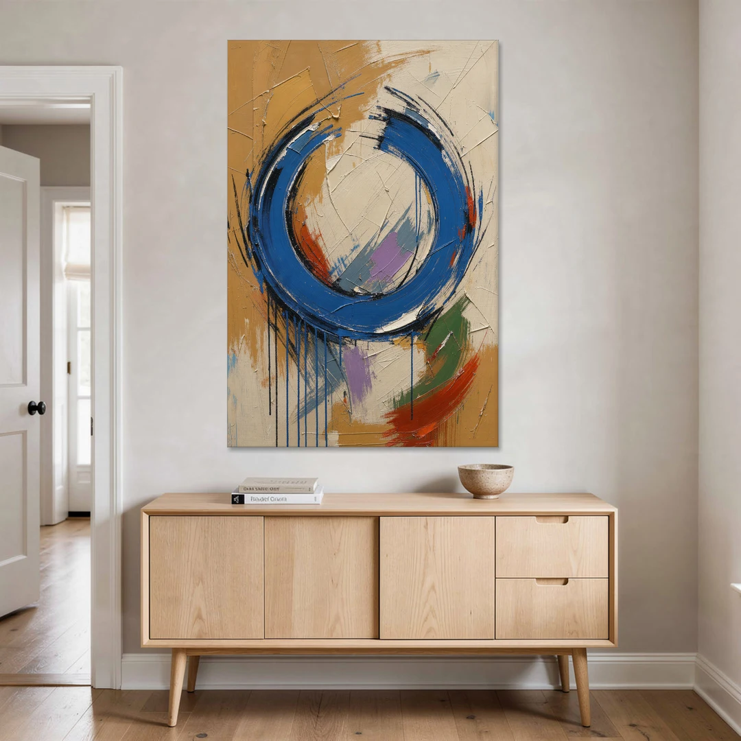 Original Abstract Painting Cobalt Open Ring - Canvas Wall Art - Coffee Table - 40x60