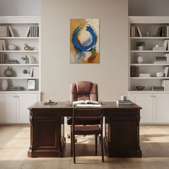 Original Abstract Painting Cobalt Open Ring - Canvas Wall Art - Office - 24x36