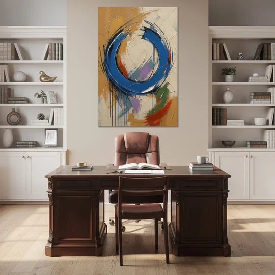 Original Abstract Painting Cobalt Open Ring - Canvas Wall Art - Office - 40x60