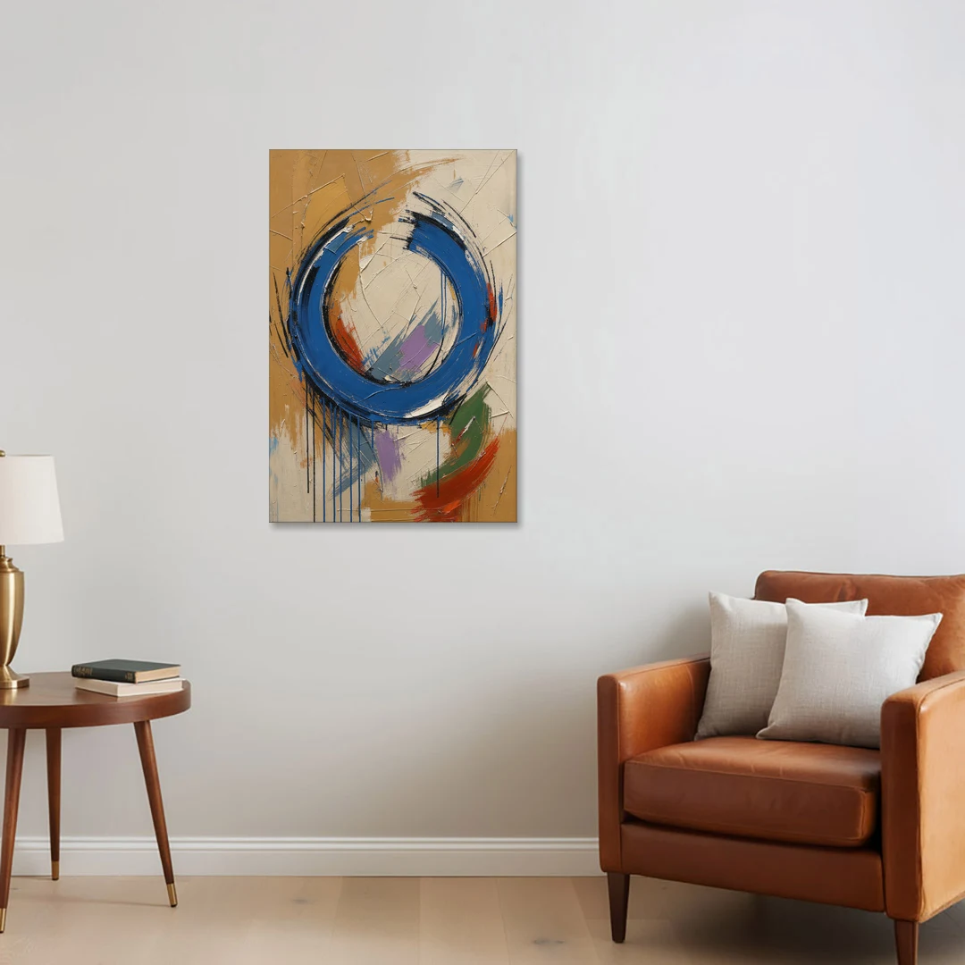 Original Abstract Painting Cobalt Open Ring - Canvas Wall Art - Sofa - 24x36