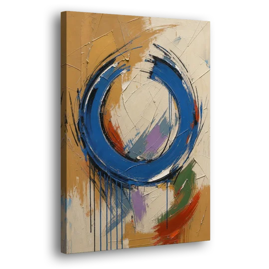 Original Abstract Painting Cobalt Open Ring - Canvas Wall Art - Side