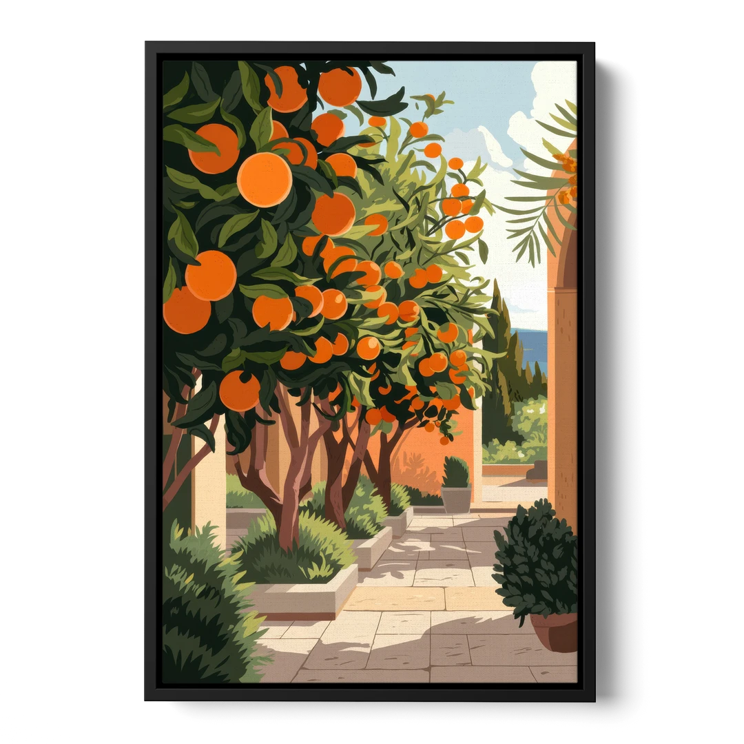 Orlando Citrus Grove Design - Black Framed Canvas Wall Art - Front