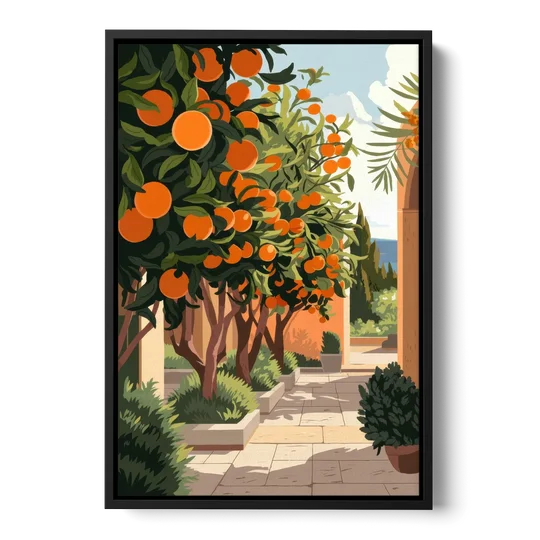 Orlando Citrus Grove Design - Black Framed Canvas Wall Art - Front
