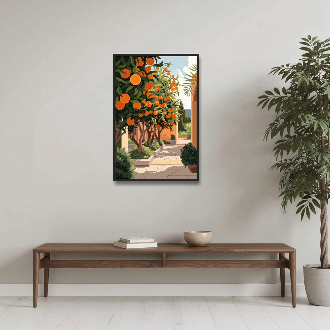 Orlando Citrus Grove Design - Black Framed Canvas Wall Art - Coffee Table - 24x36