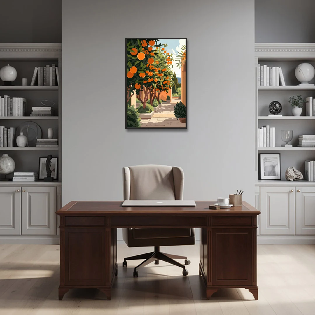 Orlando Citrus Grove Design - Black Framed Canvas Wall Art - Office - 24x36