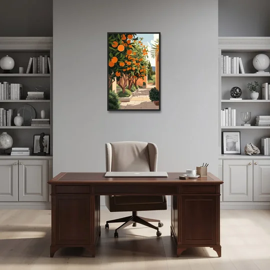 Orlando Citrus Grove Design - Black Framed Canvas Wall Art - Office - 24x36