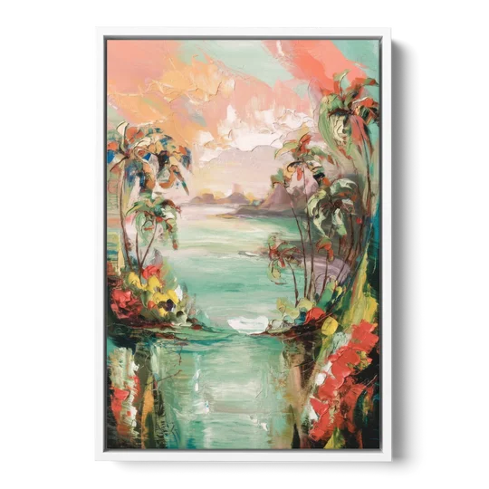 Orlando Tropical Landscape - White Framed Canvas Wall Art - Front