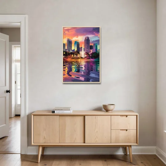 Orlando Vibrant Street Art - Oak Framed Canvas Wall Art - Coffee Table - 24x36