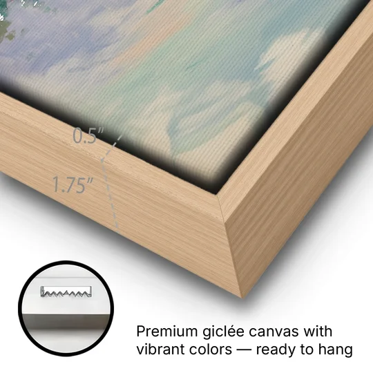 Oslo Fjord Serenity - Oak Framed Canvas Wall Art - Gallery Wrap Corner