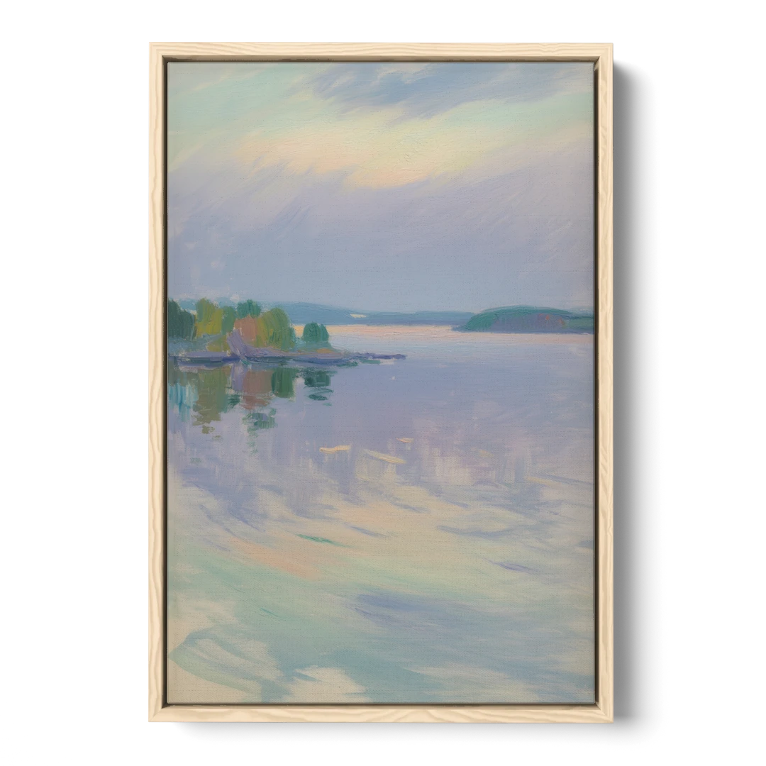 Oslo Fjord Serenity - Oak Framed Canvas Wall Art - Front