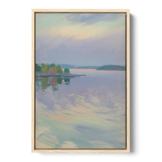 Oslo Fjord Serenity - Oak Framed Canvas Wall Art - Front