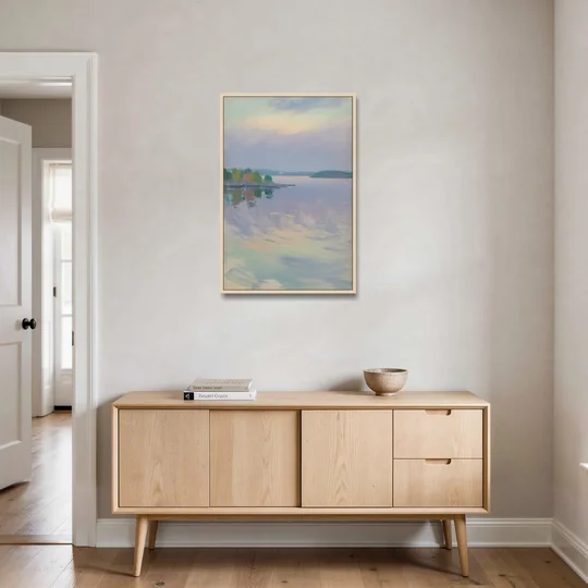 Oslo Fjord Serenity - Oak Framed Canvas Wall Art - Coffee Table - 24x36