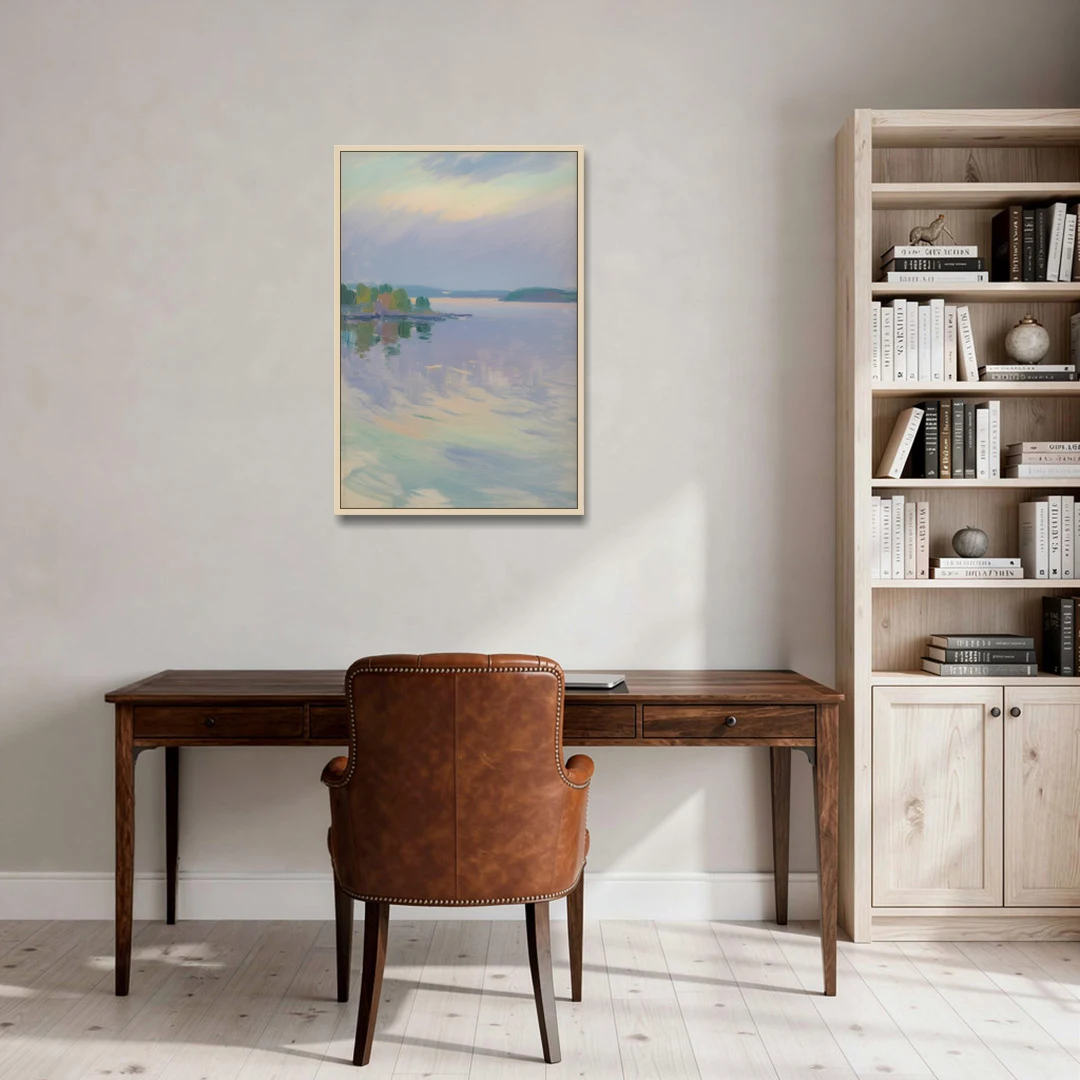 Oslo Fjord Serenity - Oak Framed Canvas Wall Art - Office - 24x36