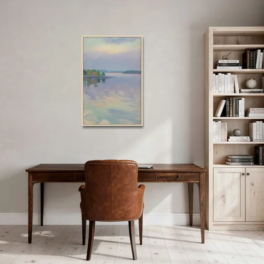 Oslo Fjord Serenity - Oak Framed Canvas Wall Art - Office - 24x36