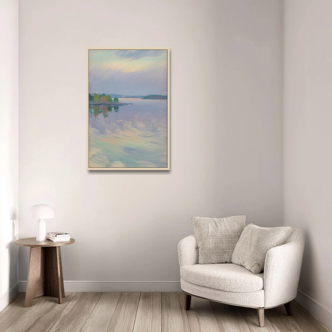 Oslo Fjord Serenity - Oak Framed Canvas Wall Art - Sofa - 24x36