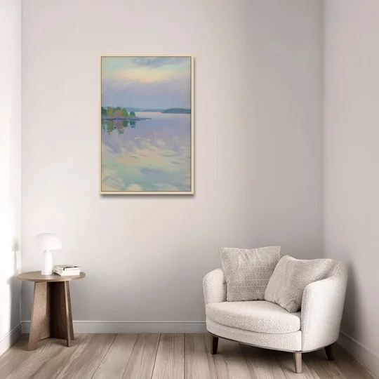 Oslo Fjord Serenity - Oak Framed Canvas Wall Art - Sofa - 24x36