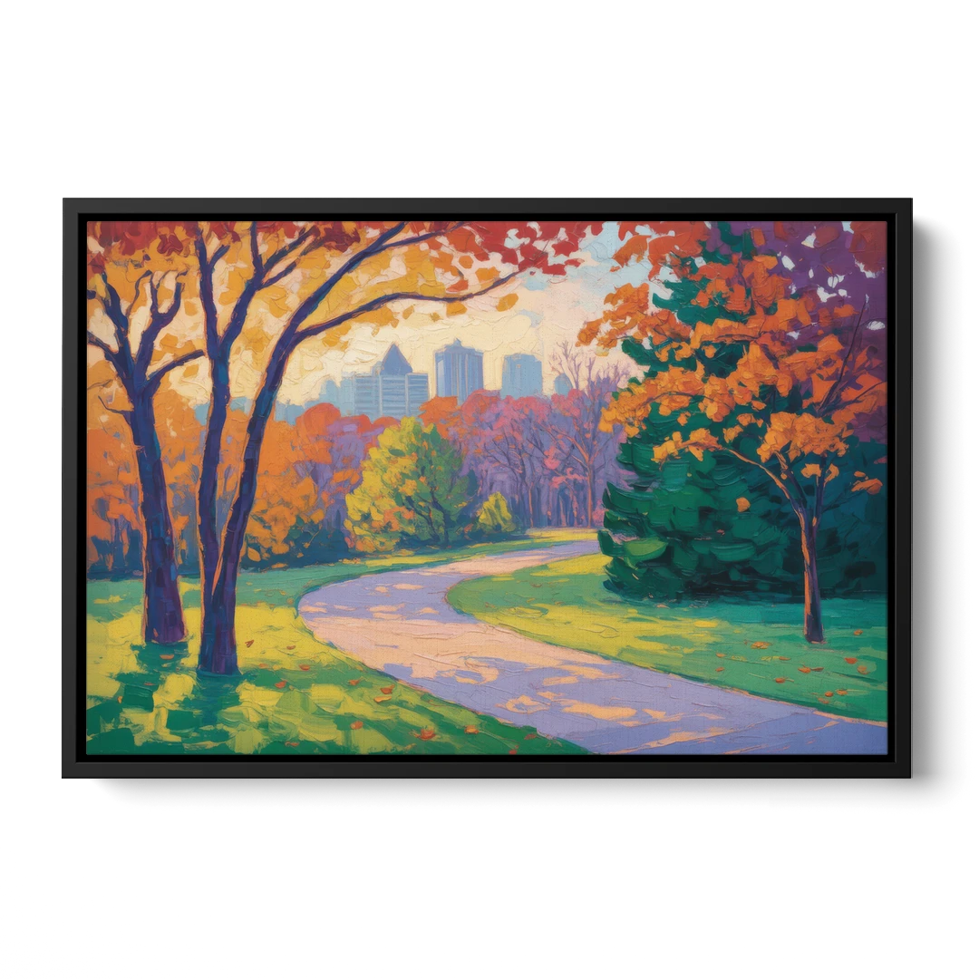 Ottawa Autumn Foliage - Black Framed Canvas Wall Art - Front