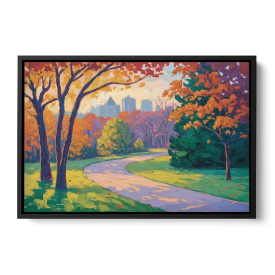 Ottawa Autumn Foliage - Black Framed Canvas Wall Art - Front