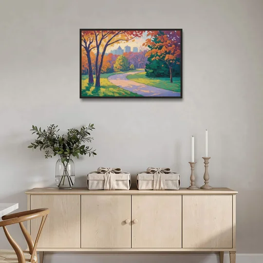 Ottawa Autumn Foliage - Black Framed Canvas Wall Art - Coffee Table - 36x24