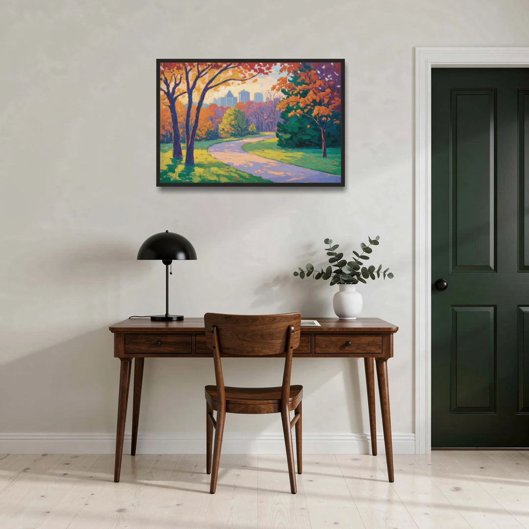Ottawa Autumn Foliage - Black Framed Canvas Wall Art - Office - 36x24