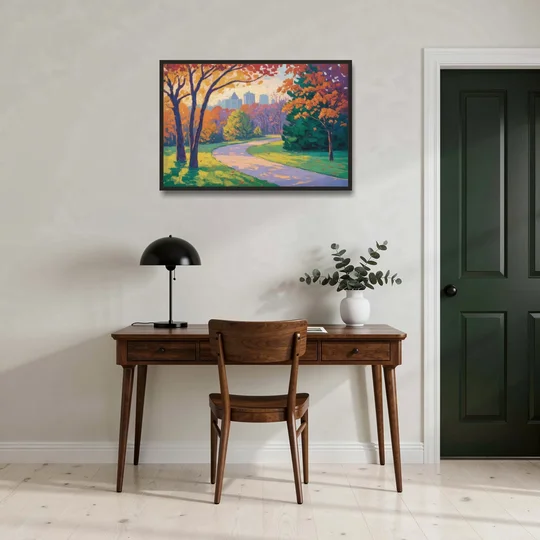 Ottawa Autumn Foliage - Black Framed Canvas Wall Art - Office - 36x24