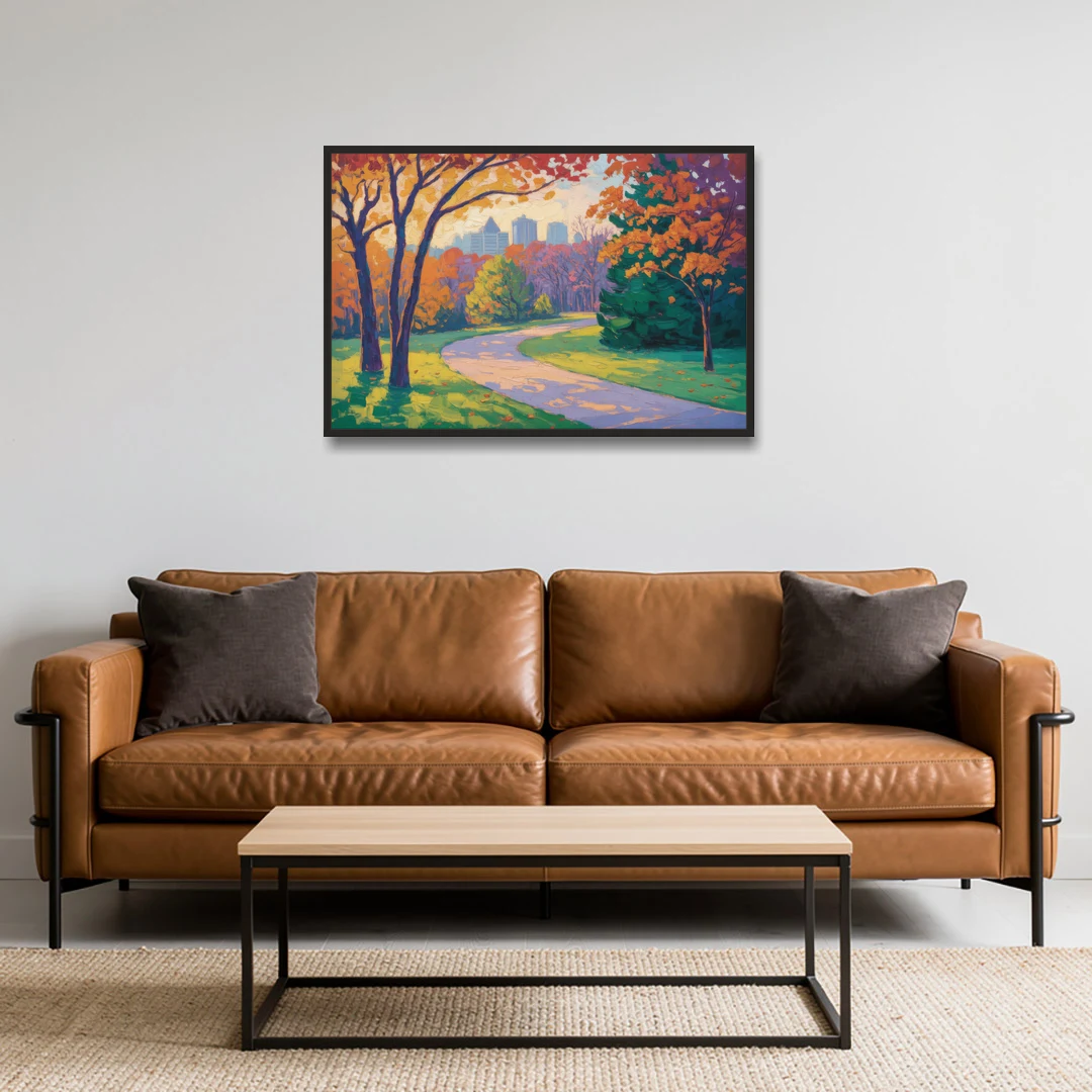 Ottawa Autumn Foliage - Black Framed Canvas Wall Art - Sofa - 36x24