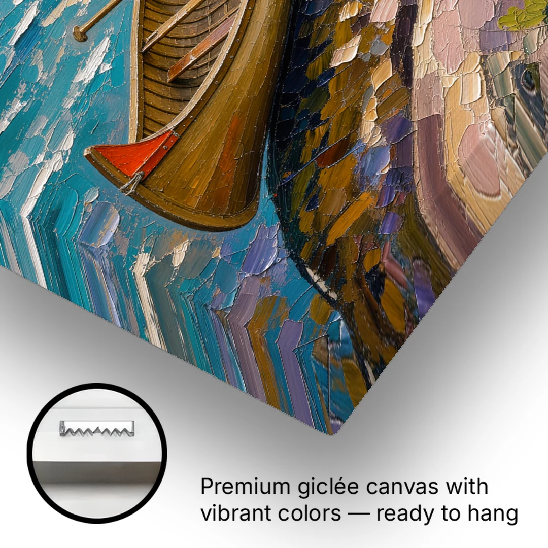 Outdoorsy Wall Art of a Lakeside Canoe - Canvas Wall Art - Gallery Wrap Corner