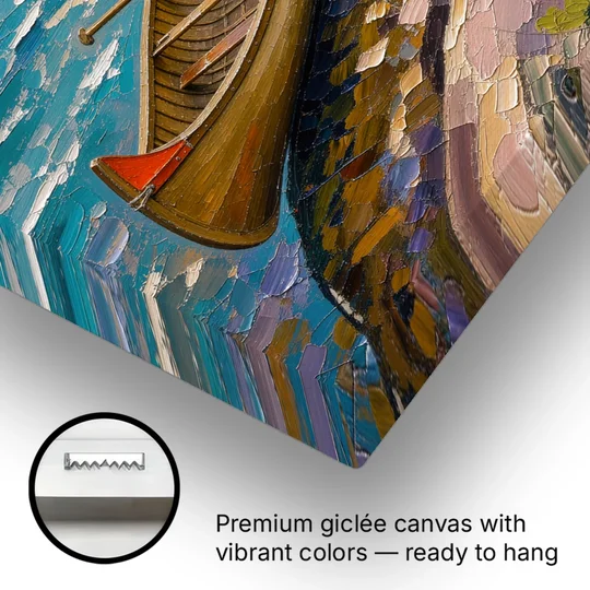 Outdoorsy Wall Art of a Lakeside Canoe - Canvas Wall Art - Gallery Wrap Corner
