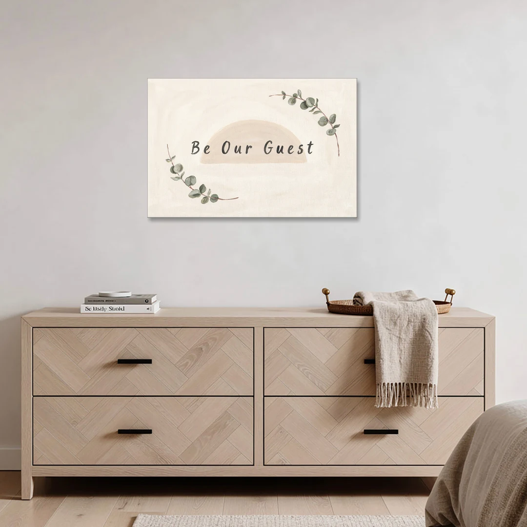 Over the Bed Wall Art Be Our Guest Eucalyptus - Canvas Wall Art - Coffee Table - 36x24