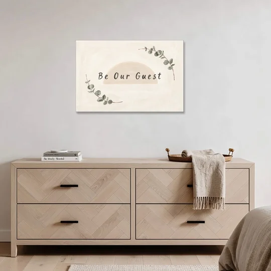 Over the Bed Wall Art Be Our Guest Eucalyptus - Canvas Wall Art - Coffee Table - 36x24
