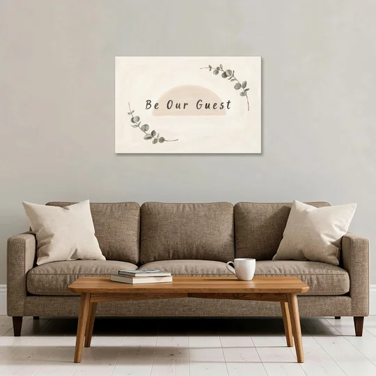 Over the Bed Wall Art Be Our Guest Eucalyptus - Canvas Wall Art - Sofa - 36x24