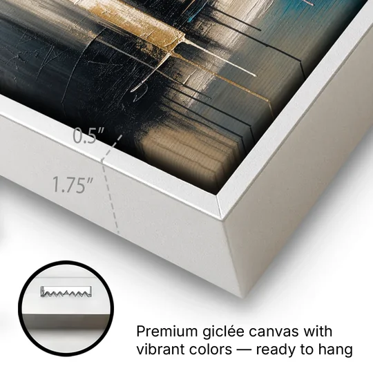 Overlapping Ivory and Slate Arches - White Framed Canvas Wall Art - Gallery Wrap Corner