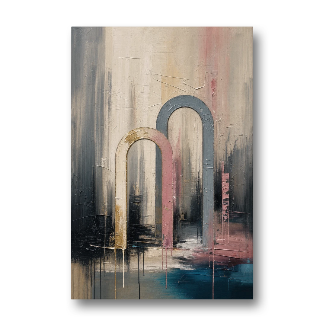 Overlapping Ivory and Slate Arches - Canvas Wall Art - Front