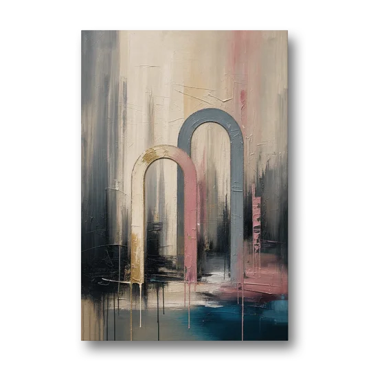 Overlapping Ivory and Slate Arches - Canvas Wall Art - Front