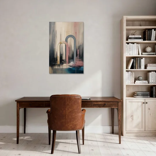 Overlapping Ivory and Slate Arches - Canvas Wall Art - Office - 24x36
