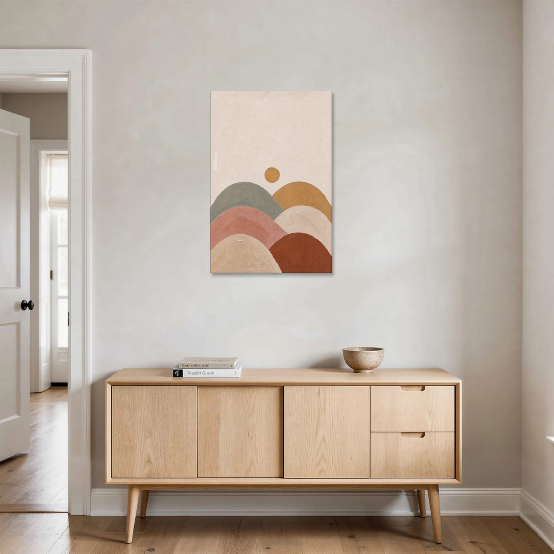 Overlapping Scalloped Hills Under a Small Sun - Canvas Wall Art - Coffee Table - 24x36