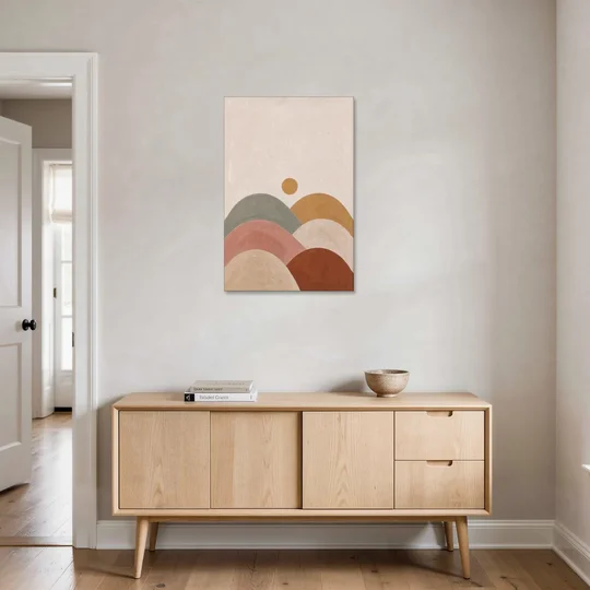Overlapping Scalloped Hills Under a Small Sun - Canvas Wall Art - Coffee Table - 24x36