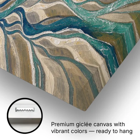 Oversized Canvas Wall Art of a Braided River Delta - Canvas Wall Art - Gallery Wrap Corner