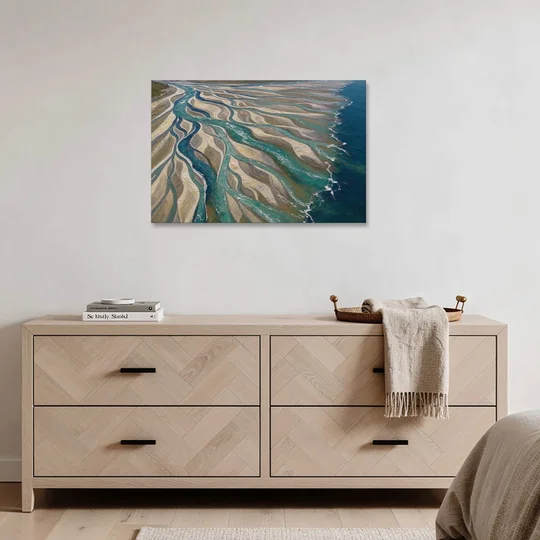 Oversized Canvas Wall Art of a Braided River Delta - Canvas Wall Art - Coffee Table - 36x24