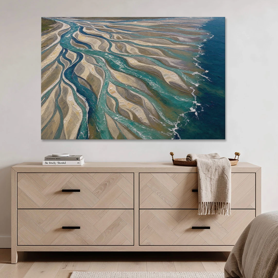 Oversized Canvas Wall Art of a Braided River Delta - Canvas Wall Art - Coffee Table - 60x40