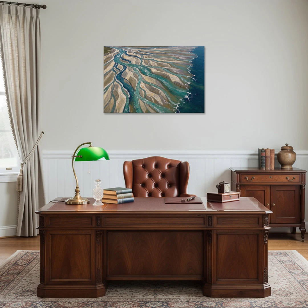 Oversized Canvas Wall Art of a Braided River Delta - Canvas Wall Art - Office - 36x24