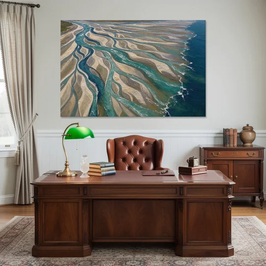 Oversized Canvas Wall Art of a Braided River Delta - Canvas Wall Art - Office - 60x40