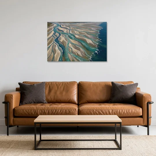 Oversized Canvas Wall Art of a Braided River Delta - Canvas Wall Art - Sofa - 36x24