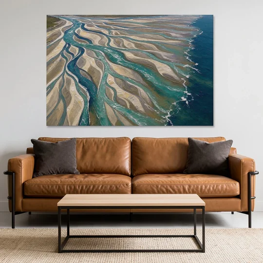 Oversized Canvas Wall Art of a Braided River Delta - Canvas Wall Art - Sofa - 60x40