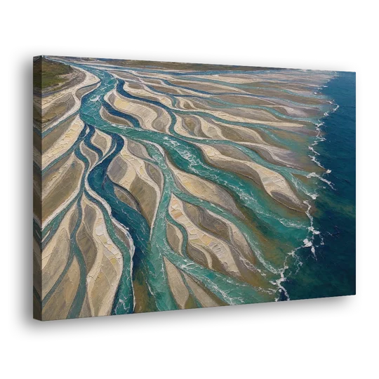 Oversized Canvas Wall Art of a Braided River Delta - Canvas Wall Art - Side
