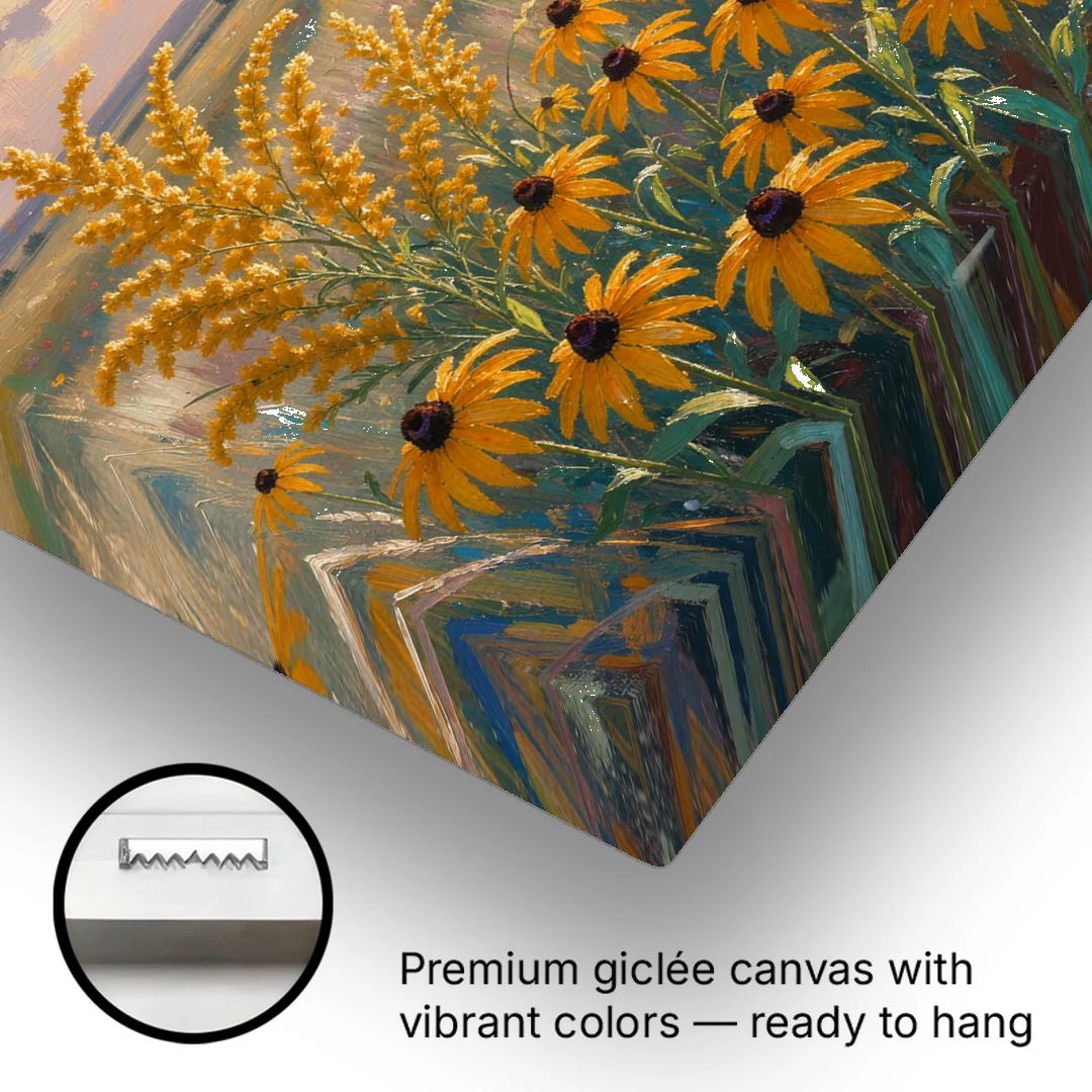 Oversized Landscape Wall Art with Goldenrod at Sunset - Canvas Wall Art - Gallery Wrap Corner