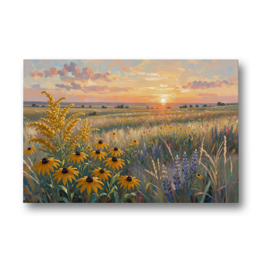 Oversized Landscape Wall Art with Goldenrod at Sunset - Canvas Wall Art - Front
