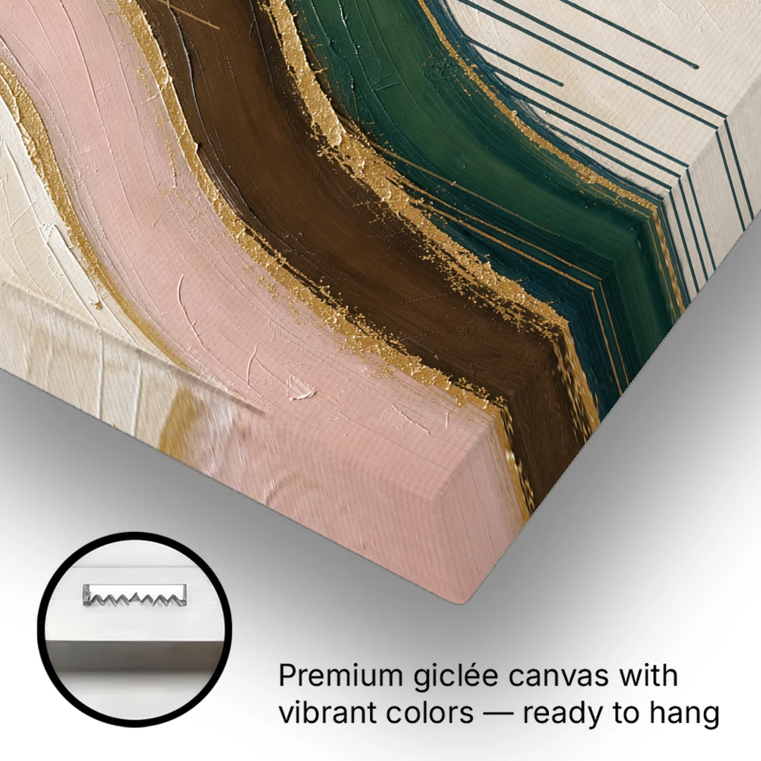 Oversized Textured Gilded Ribbon Drift - Canvas Wall Art - Gallery Wrap Corner