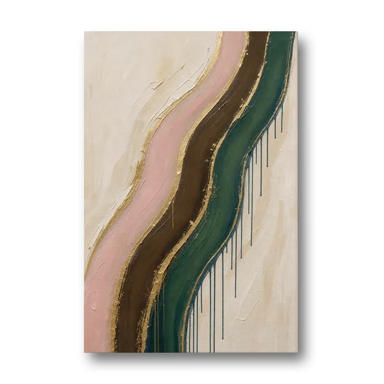 Oversized Textured Gilded Ribbon Drift - Canvas Wall Art - Front