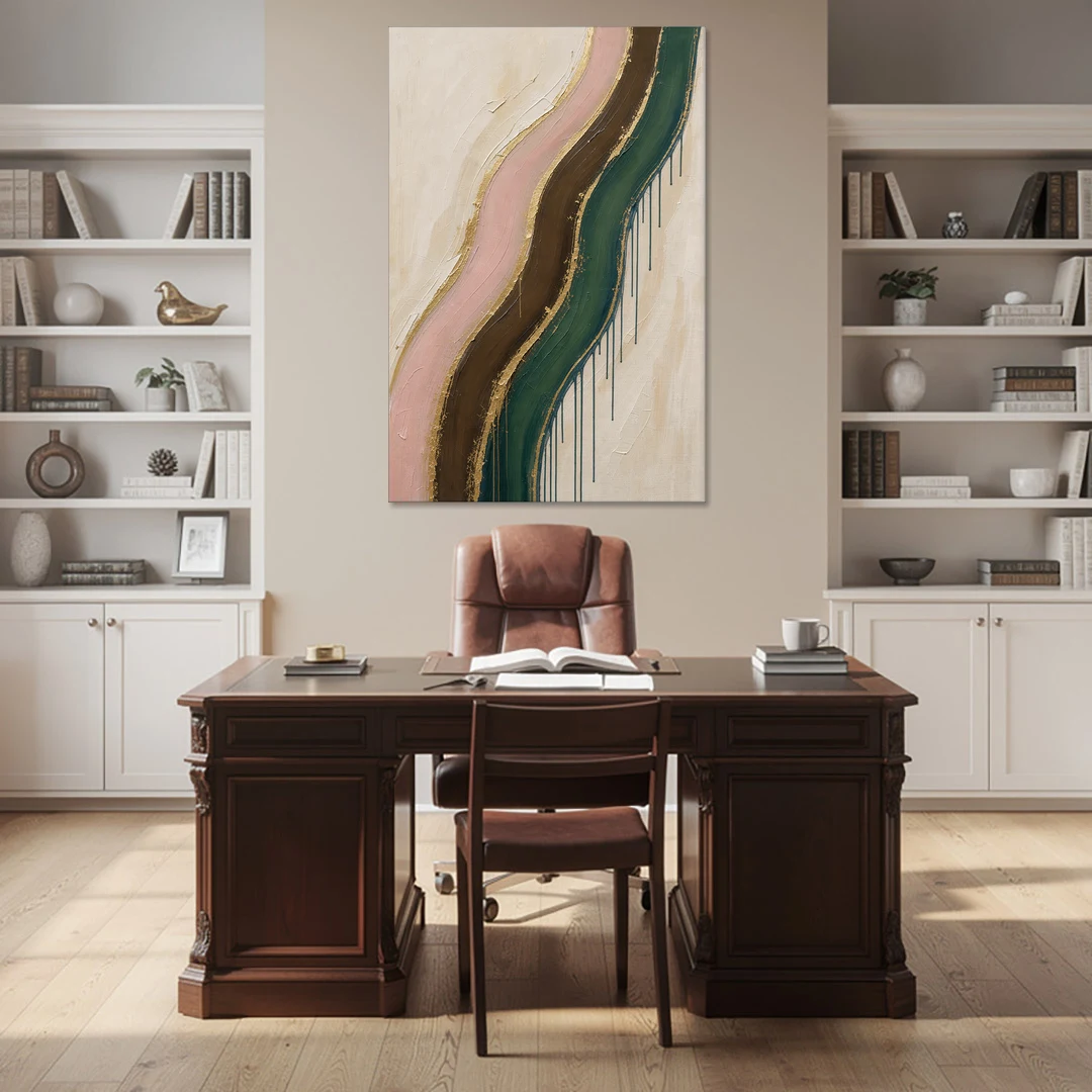 Oversized Textured Gilded Ribbon Drift - Canvas Wall Art - Office - 40x60